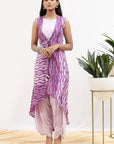 Mauve Cape Dhoti Set