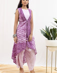 Mauve Cape Dhoti Set