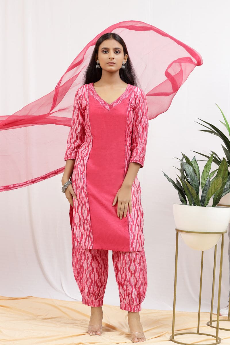 &#39;Gulabi Shibori&#39; Kurta Set