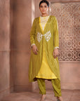 Peelah kurta with mehndi overlay set