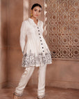 Ivory short Anarkali and pants set